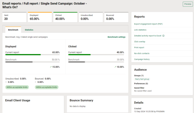 New analytics full reports page