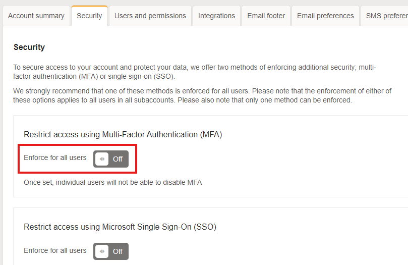 Enforcing MFA on your e-shot account