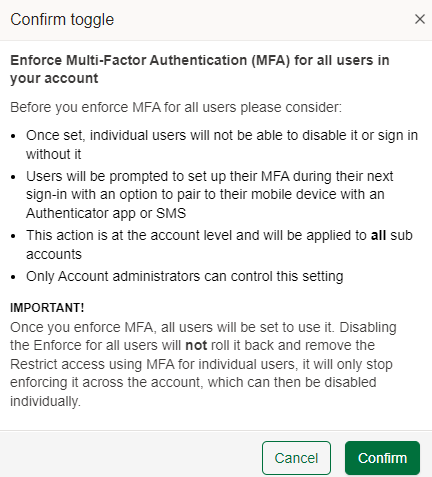 Enforcing MFA on your e-shot account