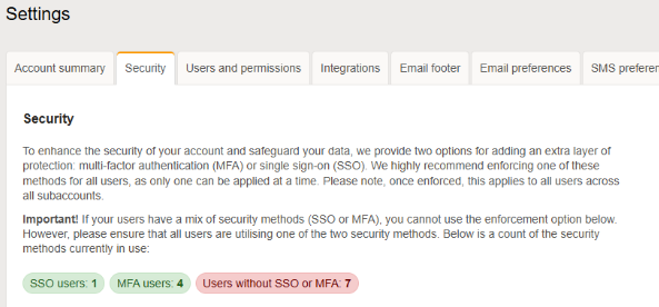 Users with SSO/MFA and users without example