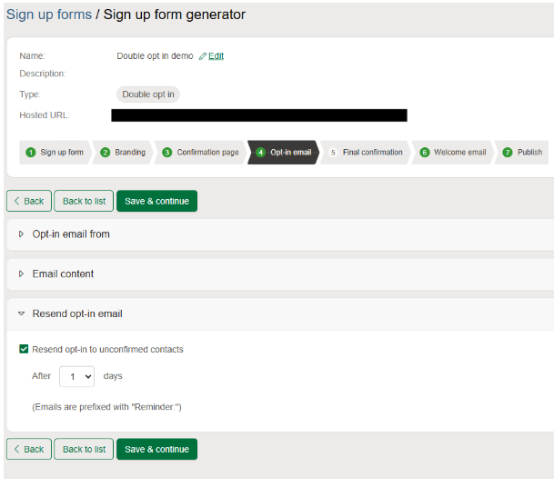 Double opt in resend email step