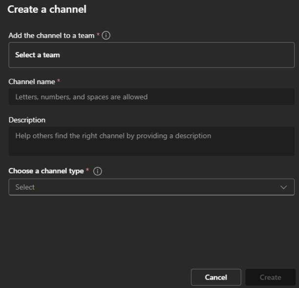 Channel setup settings