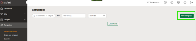 Creating a new campaign button