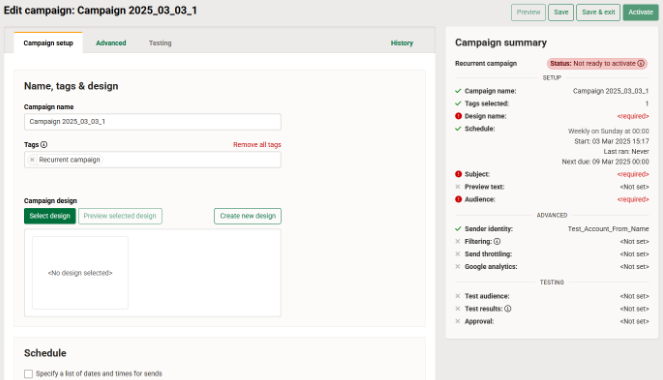 Editing your campaign