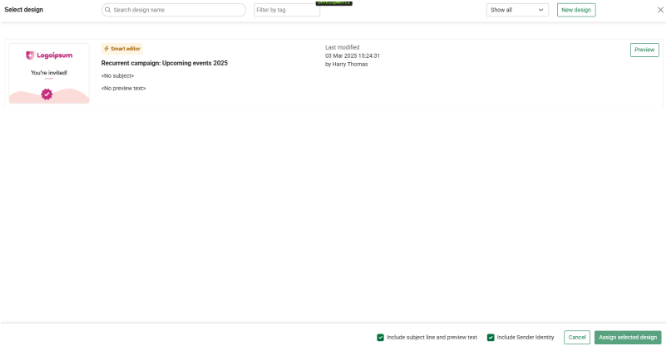 Assigning a design to your campaign