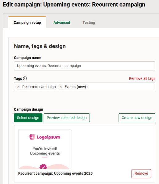 Campaign setup basics example