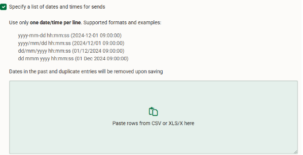 Recurrent campaigns specifying date/times