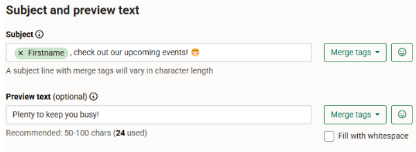 Setting you subject and preview text