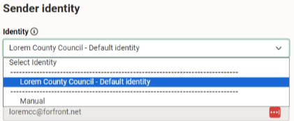 Choosing your campaigns identity dropdown