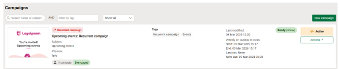 Live and active campaign example