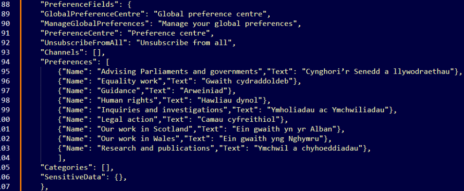 Finished code example
