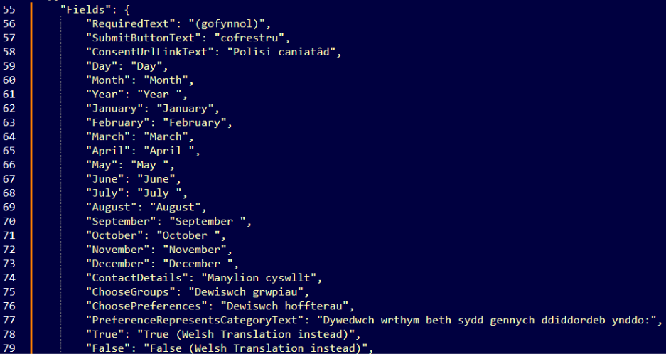 Finished code example