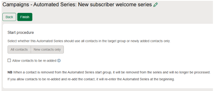 New contacts or all contacts selction