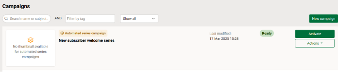 Your campaign in the list view