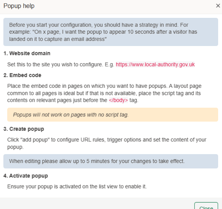 website popups help