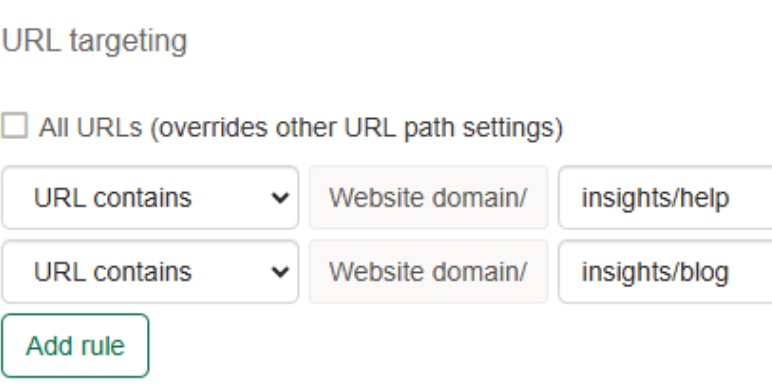 URL targeting setup
