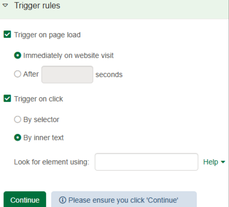 Trigger rules setup