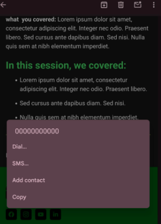 Clicking a phone link on mobile