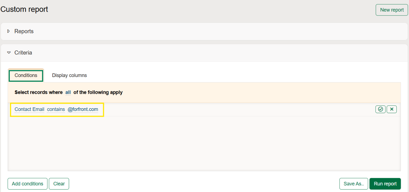 Adding a condition to your report