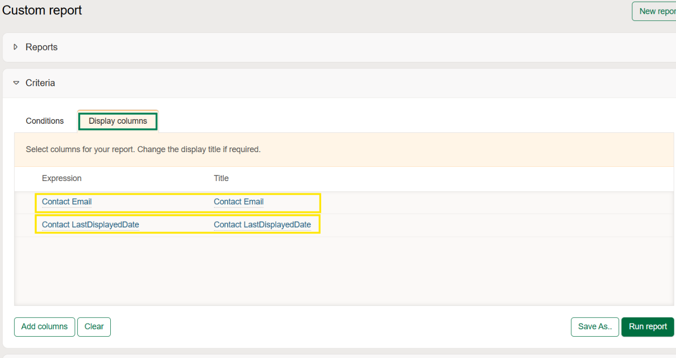 Adding a display column
