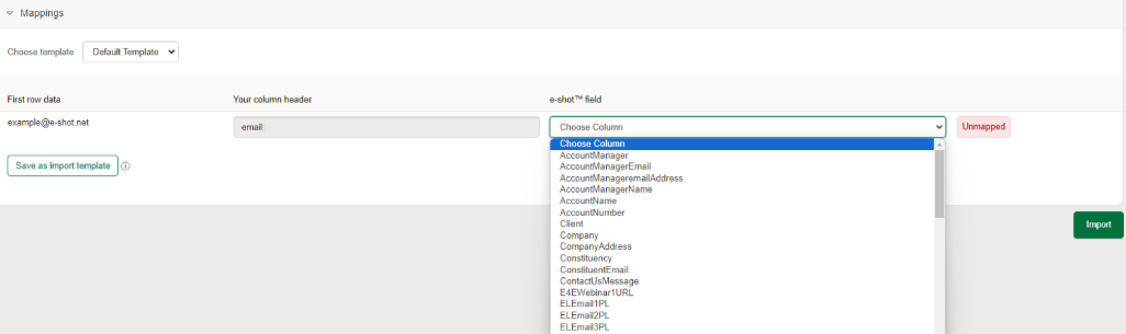 Mapping your headings to e-shot fields