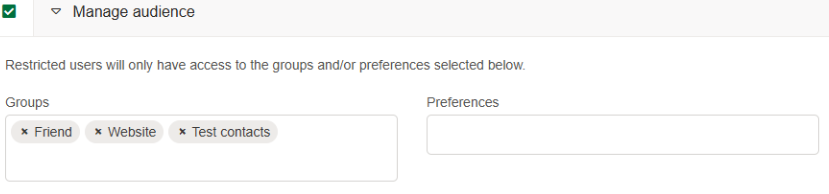 Managing an audience for the user