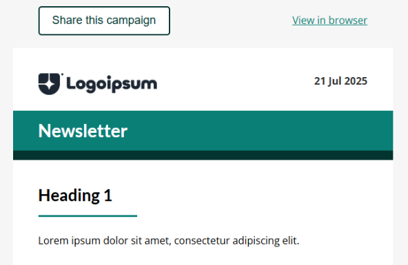Social share link in design example