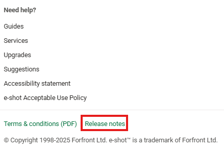 Finding release notes in e-shot