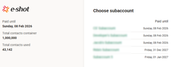 subaccount selection