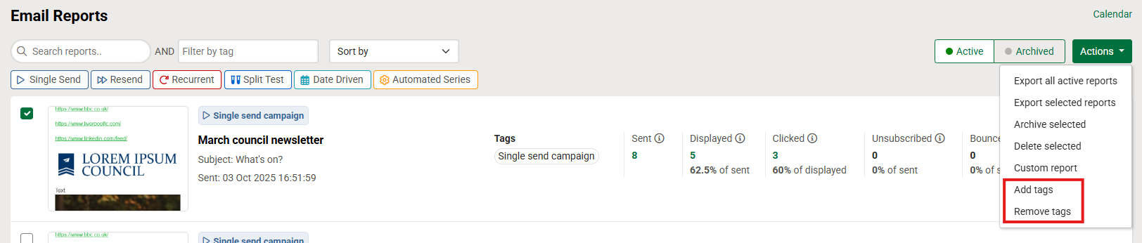 retrospectively updating tags