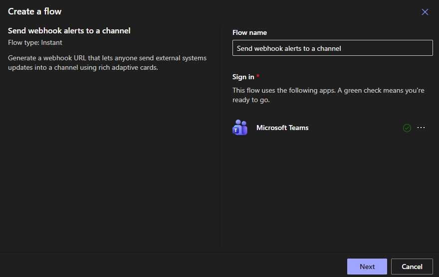 Setting up your webhook, Teams verification