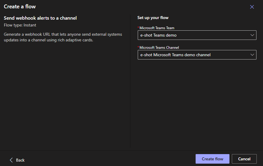 Final step of creating your flow