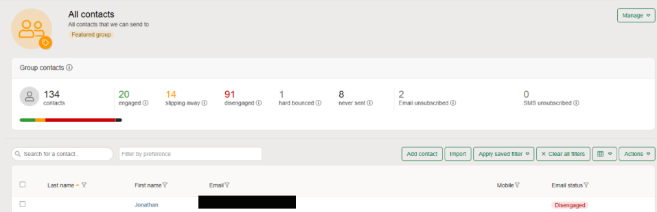 Group contact statuses