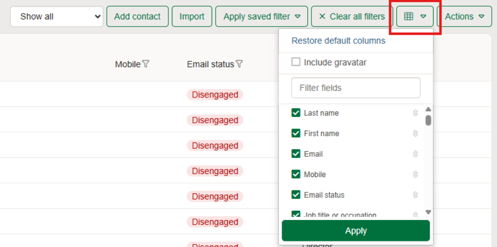 contacts field management