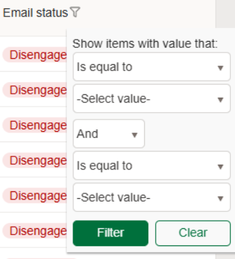 engagement status filter