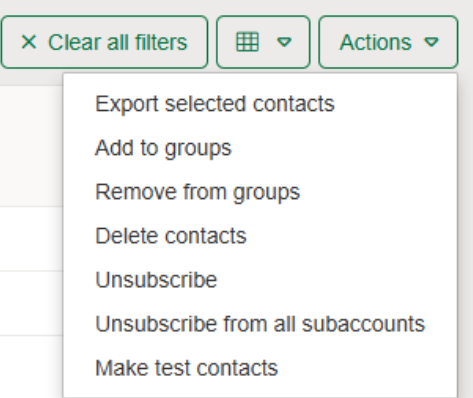 Contacts actions dropdown