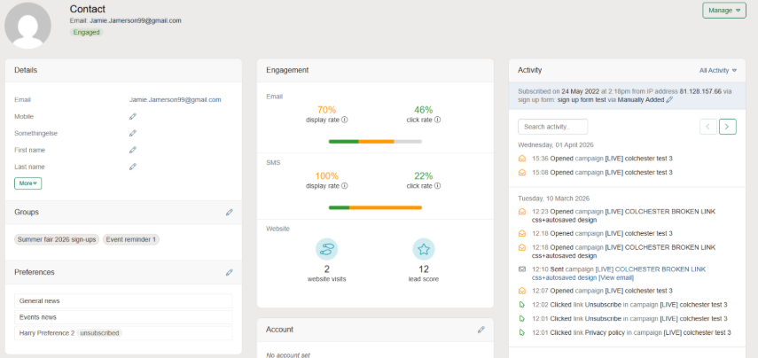 Contact view page