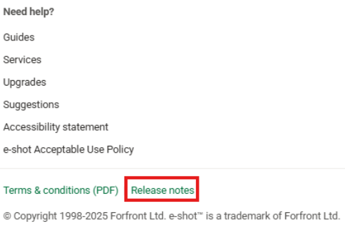 e-shot release notes
