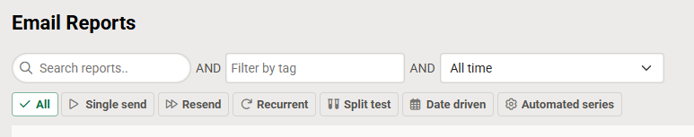 Campaign type filters