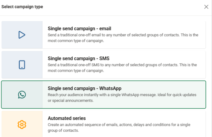 Assigning a campaign type