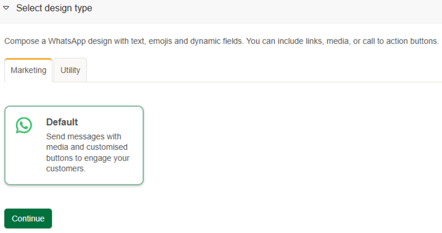 Marketing or utility message selection