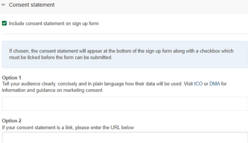 Adding a consent statement
