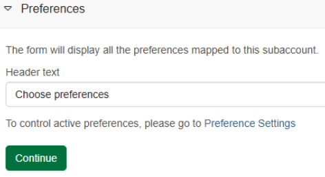 Choose preferences text