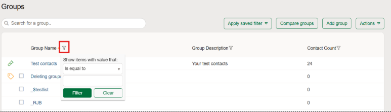Group filters