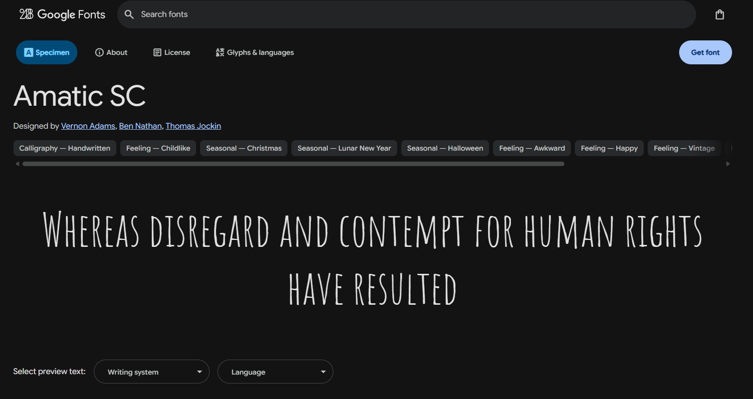Adding a Google Font (Amatic SC) 