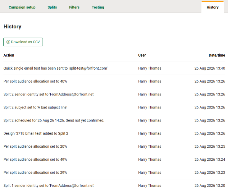 History tab