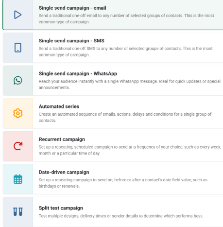 e-shot campaign types