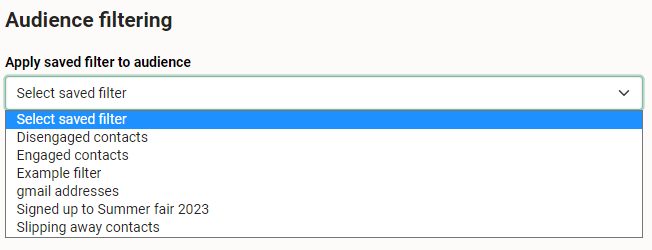 Choosing a saved filter