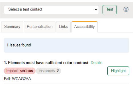 Accessibility preview tab