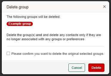 Deleting contacts and groups